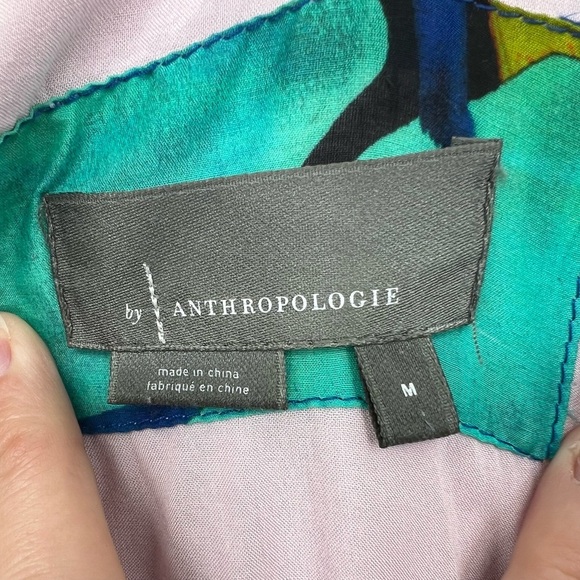 Anthropologie Sunny Hawaiian Floral Print Silk Blend Midi Dress Bohemian Size M - Picture 7 of 16